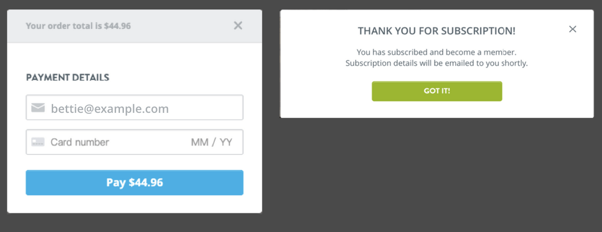 Subscription confirmation Subscription confirmation